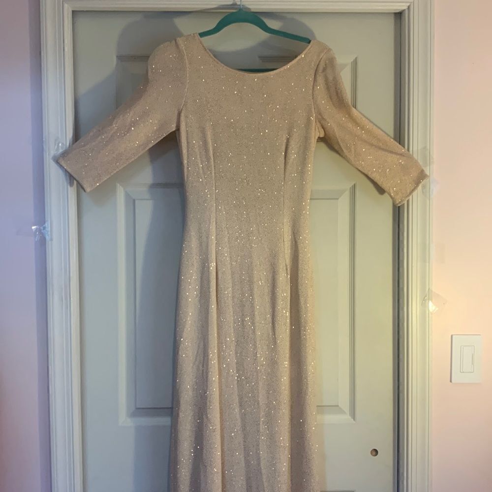 Js Collections Gown Metallic Gold Sparkles Ivory … - image 4